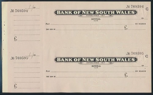 Australia: 1940-70 Bank of NSW Bowral & Sydney "2 UNCUT PAIRS" + Duty Stamps