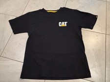 CAT Caterpillar Black Yellow FRONT  BACK Logo Short Sleeve T Shirt Men's Medium