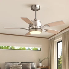 42" Ceiling Fan with Light, Modern Low Profile Ceiling Fan with Light, DC Rev...