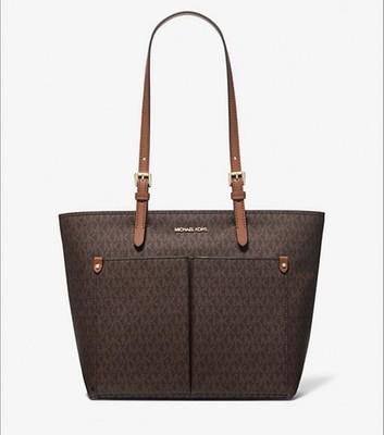 NWT! Michael Kors Jet Set Medium Logo Pocket Tote Bag. Color Is Brown