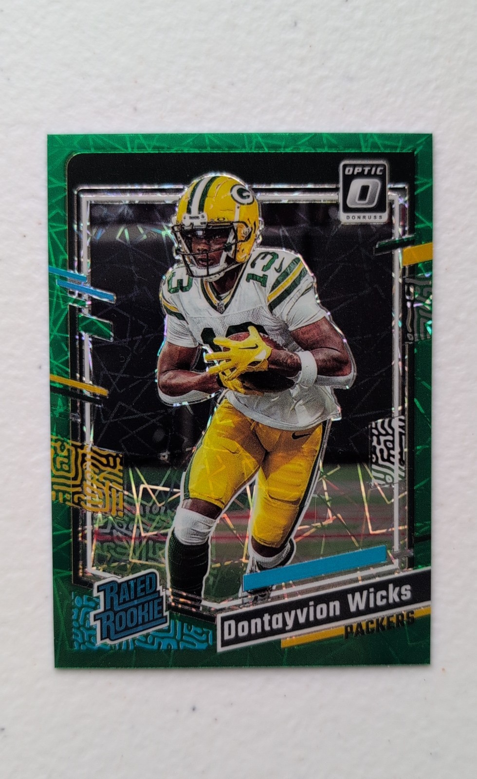 2023 Panini Donruss Optic - Rated Rookie Dontayvion Wicks #249 Green Velocity