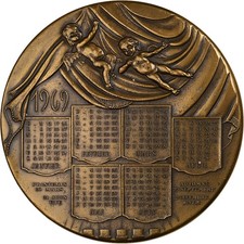 [#637024] France, Medal, Calendrier, Nouvelle Année, 1969, Bronze, Simon, AU