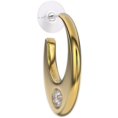 Orecchino A Bottone Triangolare In Oro Massiccio 14k Con Taglio - Foto 13