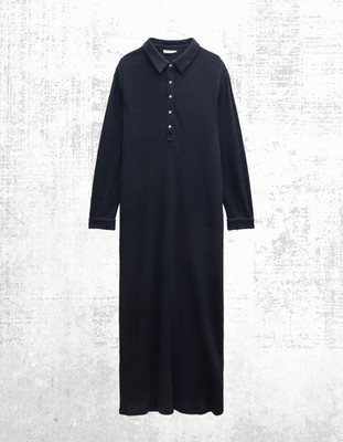 Women s HUSH Jersey Dress Blue Mazie Midi Collared Button RRP £89