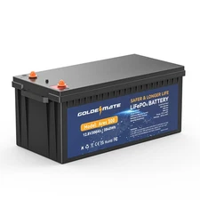 Goldenmate 12V 300Ah LiFePO4 Deep Cycle Battery with BMS for Solar RV Backup