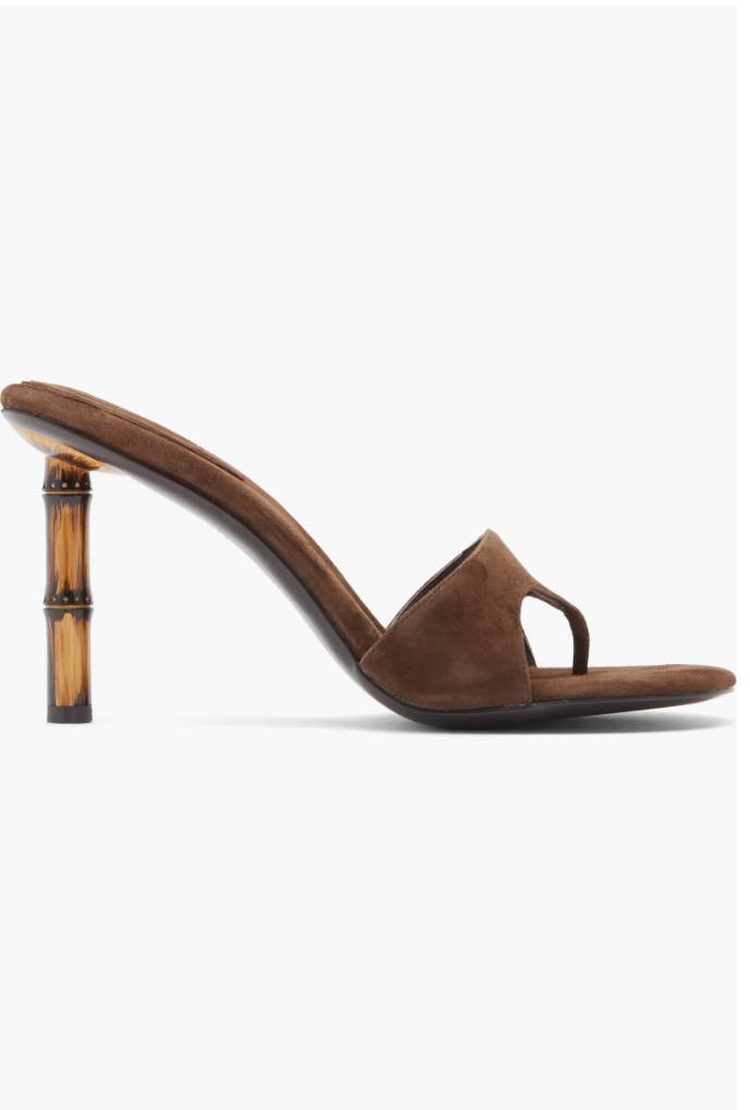 New Jeffrey Campbell Linette Sandal Bamboo Heel Espreso Suede Size 10