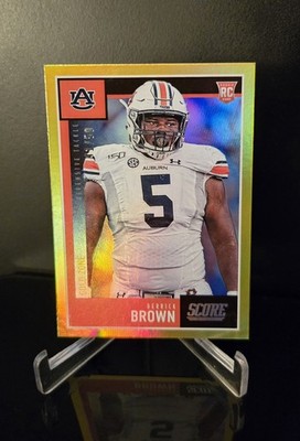 #d/50   DERRICK BROWN RC SSP 2020 Panini Score Gold Zone Rookie Holofoil #341