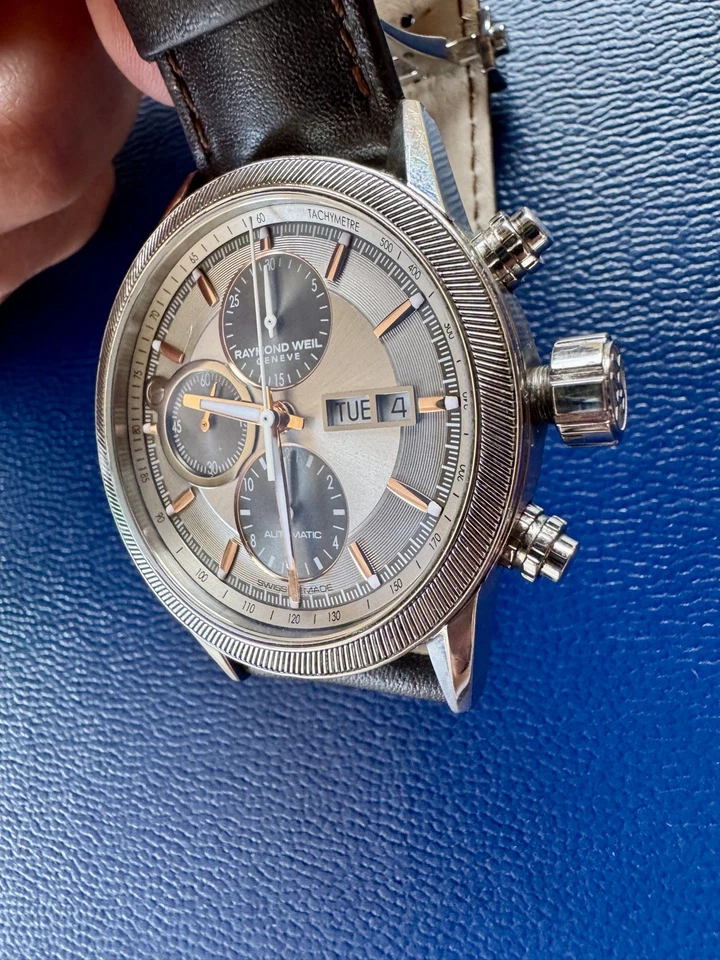 Автоматические сапфировые часы-хронограф RAYMOND WEIL 7731 Freelancer — кожаный ремешок - Изображение 4 из 4