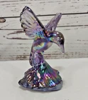 Vintage Fenton Iridescent Carnival Art Glass Hummingbird Figurine