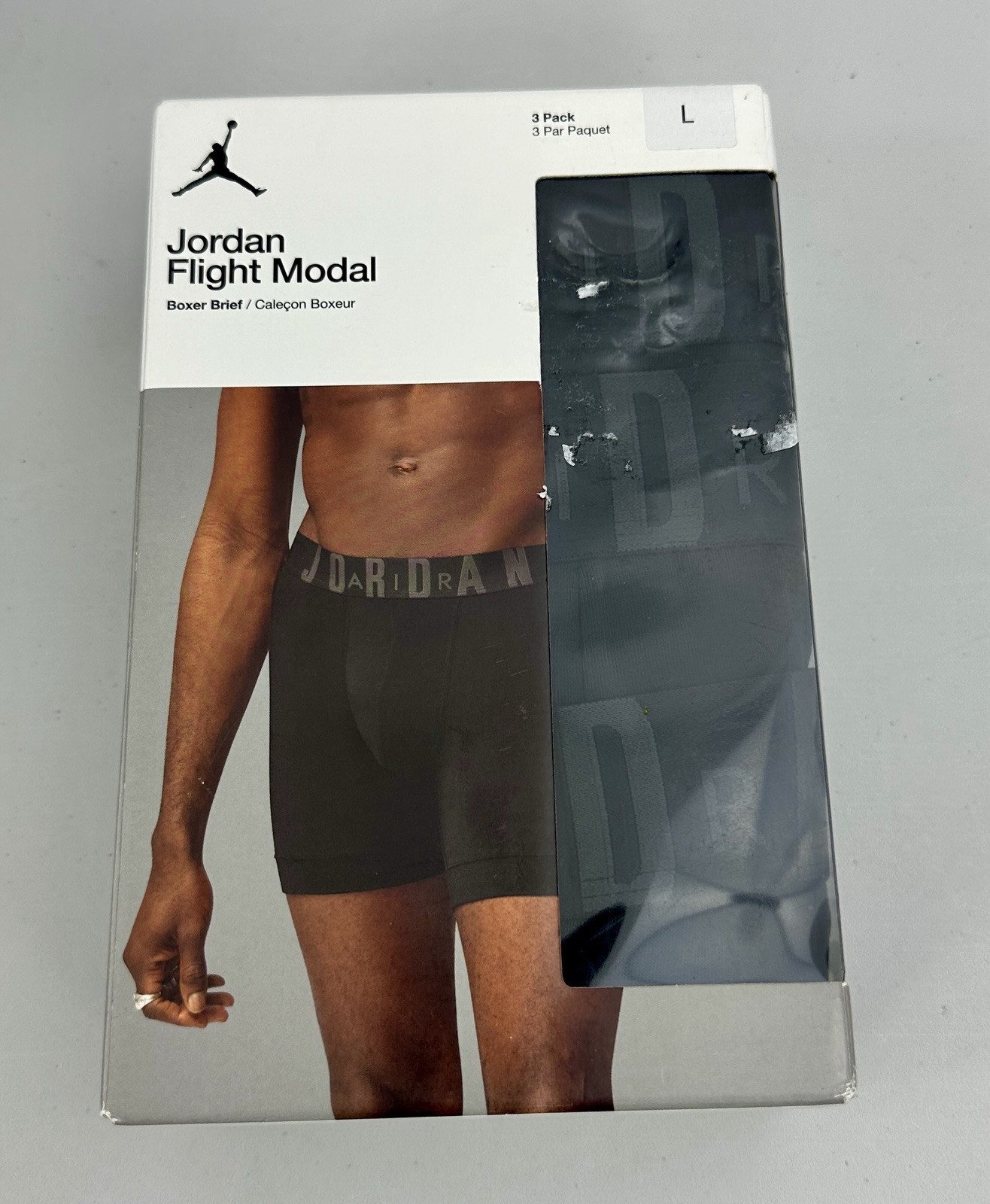 New Men’s Large Jordan Flight Modal Boxer Briefs 3-Pack Black