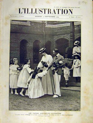 Original alter antiker Druck Deutscher Prinz Verlobter Gelbensande Französisch 1904 20.