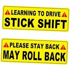 Learning to Drive Stick Shift Stay Back May Roll Back Car Black-Yellow-2 Pack