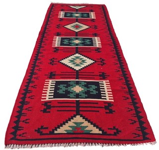 Amazing Hand Knotted Vintage Turkish Kilim Kilm Wool Area Runner Rug 6 x 2 Ft