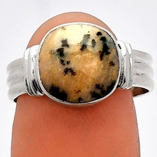 Natural Russian Honey Dendrite Opal 925 Sterling Silver Ring s.8 Jewelry R-1470