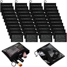 40 PCS 5x4 Black Small Mesh Zipper Pouch, Mini, Coin Purse, Organizer, Travel