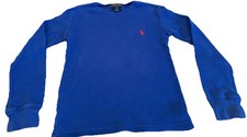 Polo Ralph Lauren Shirt Boys S 8 Blue Waffle Knit Long Sleeve