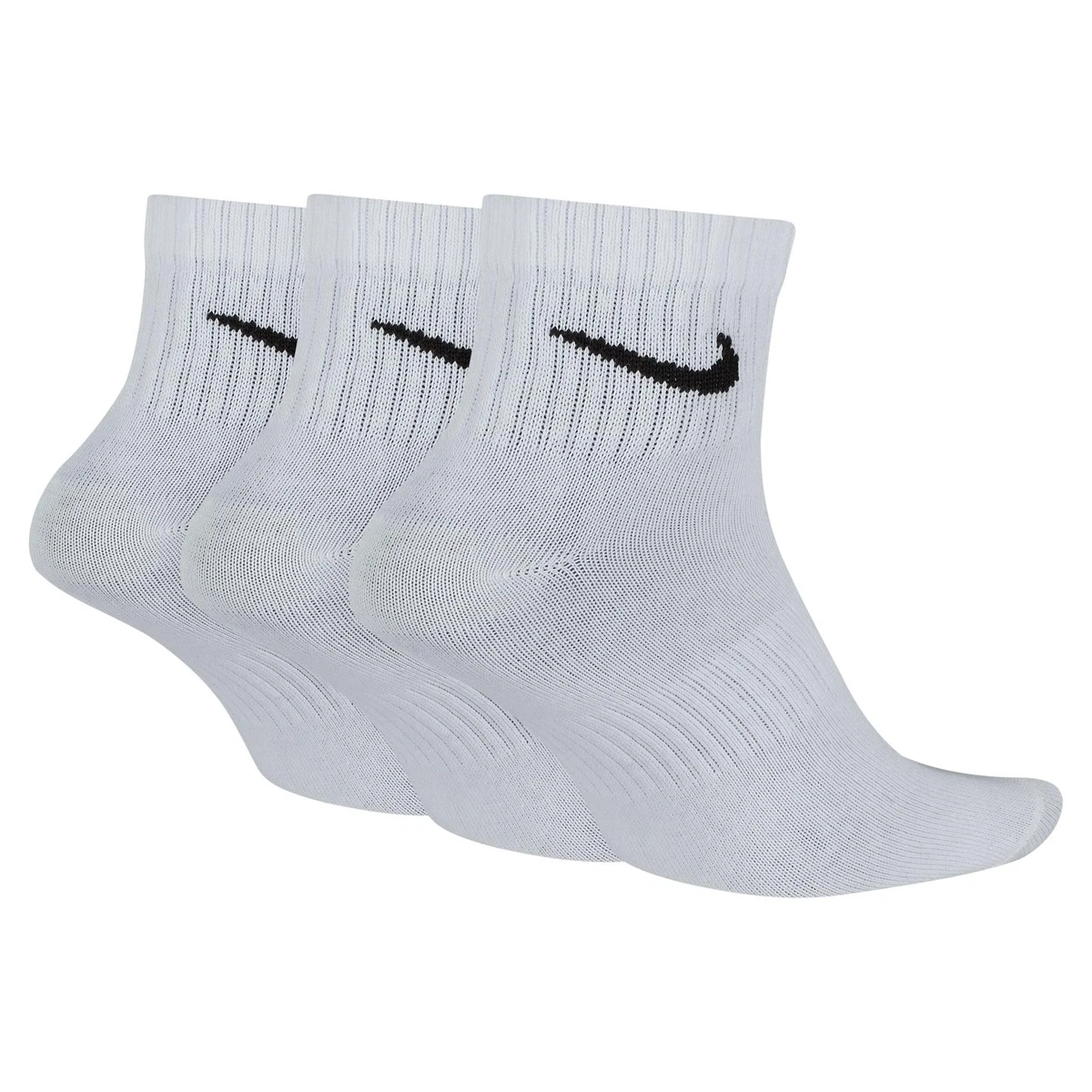 Nike Unisex Everyday Lightweight Ankle Crew Trainings Knöchelsocken 3 Paar, Weiß