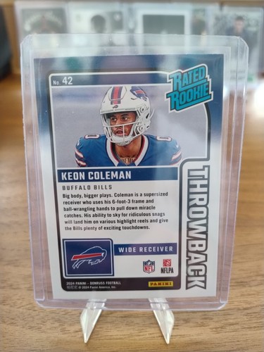 2024 Panini Donruss Throwback- Rated Rookie Keon Coleman No42 - Picture 2 of 2
