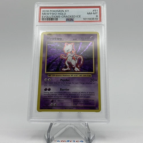 PSA 8 2016 Pokemon XY Evolutions Mewtwo Holo CRACKED ICE! #51 RARE