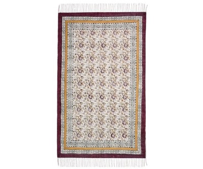 Arts Of Jaipur JTR-03 Maroon Floral Baumwoll Dhurrie Teppich 3 x 5 ft