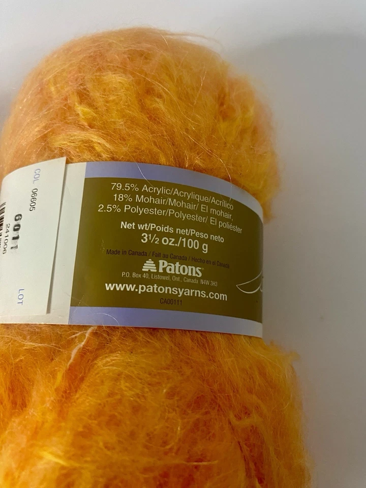 Patons Divine Hilado Color Naranja 2 Madejas Acrílico Mezcla Mohair Foto 2 de 3