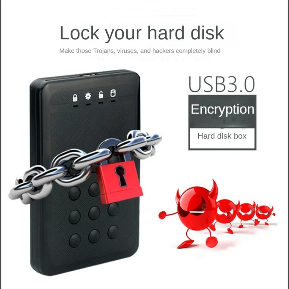 HDD Enclosure SSD Case Encrypted Hard Drive Enclosure 5Gbps USB3.0 Hard7190 - Image 3 of 4