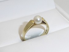 585 Gold Ring 14K Gelbgold Perle Goldring 2,81 g Verlobung RG 54 - 17,2 mm A126