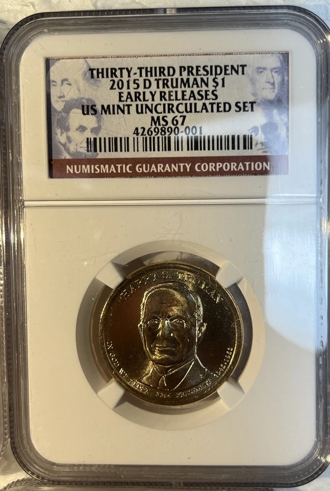 2015 P & D Truman $1 Dollar NGC MS67 & Silver MS69 Medal & Bronze 4 Coin Lot - Image 3 of 4