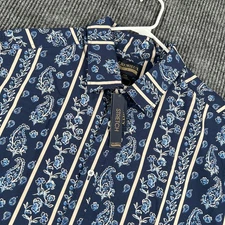 Cremieux Shirt Mens 2XB Big Blue Paisley Short Sleeve Button Up Party New