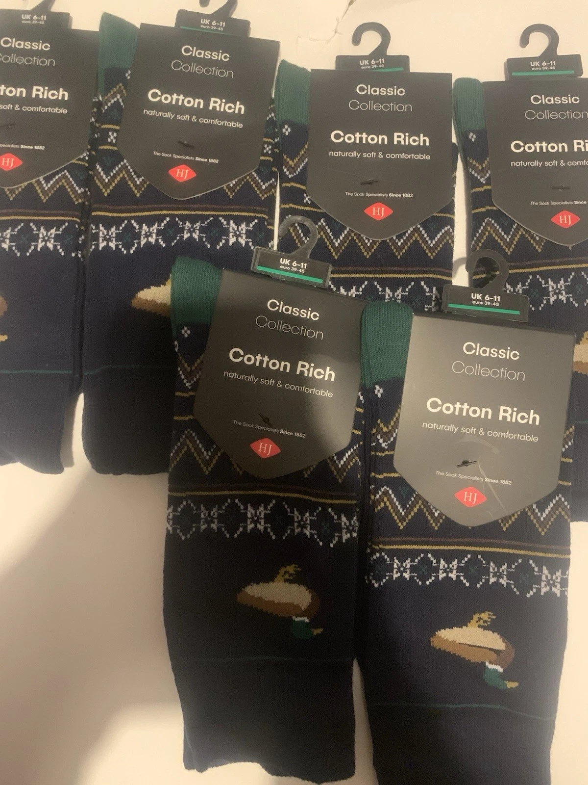 HJ Hall Country Animal Fairisle Cotton Rich Socks Duck Design 6-11 x6 Pair
