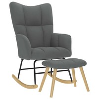 Schaukelstuhl Mit FußHocker Dunkelgrau Stoff Sessel Relaxsessel