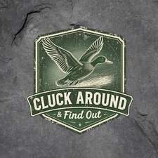Duck hunting sticker vinyl decal cluck around and find out funny feathers