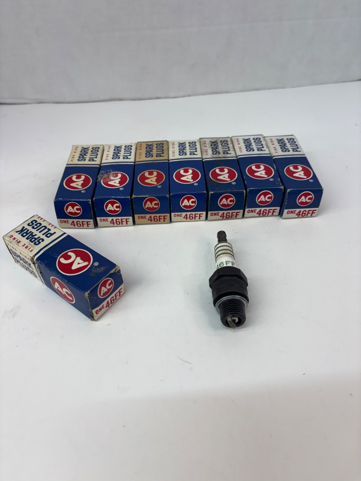 NOS AC DELCO #46FF 8 FIRE RING SPARK PLUGS 1966 CORVAIR