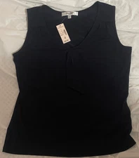NWT Jone's Studio Separates Womens Sz M Dark Navy Blue Sleeveless Work Blouse DB