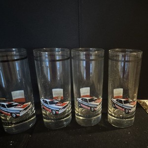 Mopar 1970 Plymouth Duster 340 Glass Tumblers Set of 4 Clear Drinking Glasses