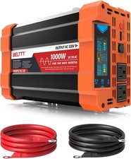 BELTTT 1000Watt Pure Sine Wave Inverter 12V DC to 120V AC for RV, Truck, Off-Gri