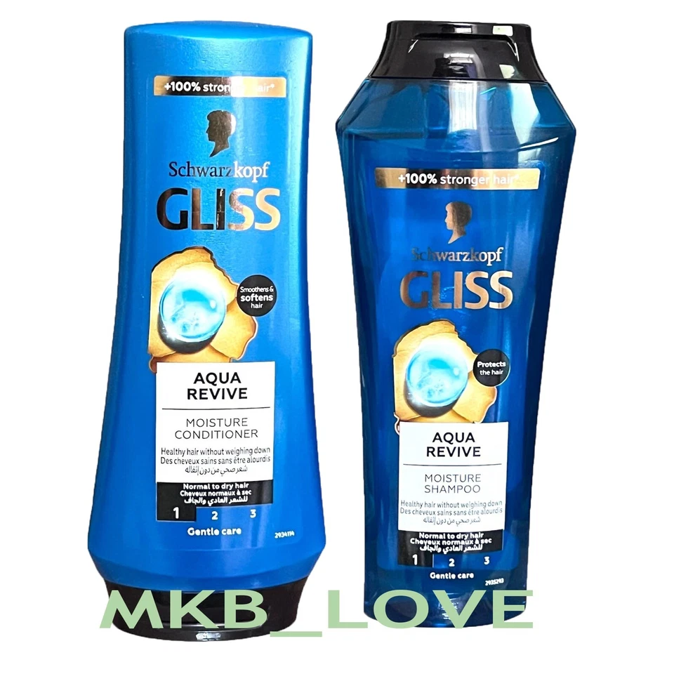 SCHWARZKOPF Gliss AQUA REVIVE Shampoo 250ml & Conditioner 200ml - Image 1 of 1