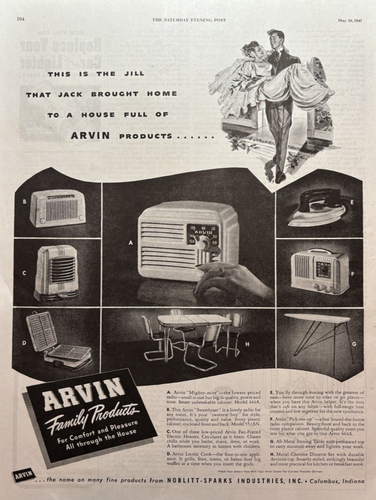 1947 Noblitt Sparks Industries Inc Columbus Indiana Radio Products VTG Print Ad