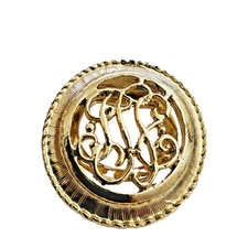 Gold Tone Monogram Letters Scarf Clip  1 3/8"