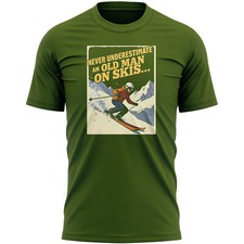 Old Man Skiing T Shirt Never Underestimate An Old Man On Skis Humorous Gift F...