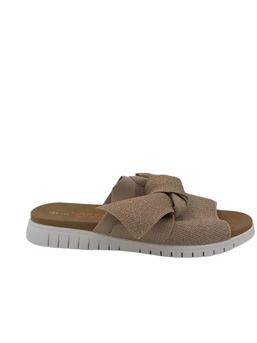 Bernie Mev Knit Slide Sandals with Bow Freesia Sand
