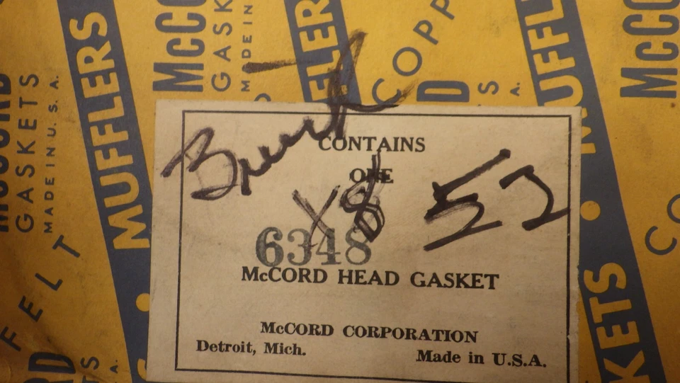 Junta de cabeza McCord 1953 Buick Special 322 V8 cabeza de clavo 54 55 NOS Foto 2 de 4