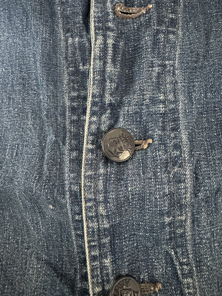 NAVY DENIM WWII 2 HI DECK Jackets Small SHAWL COLLAR & PULL