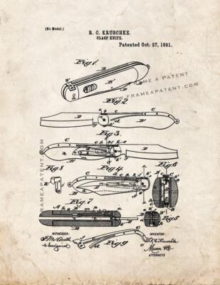 Clasp-Knife Patent Print Old Look