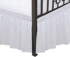 Wrap Around Bed Skirts with Split Corners for Full Beds 18" Drop, White Adjus...