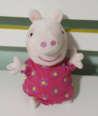 PEPPA PIG PLUSH TOY! PINK DRESS TALKING TOY 18CM! 2003 FLOWERS ON DRESS 