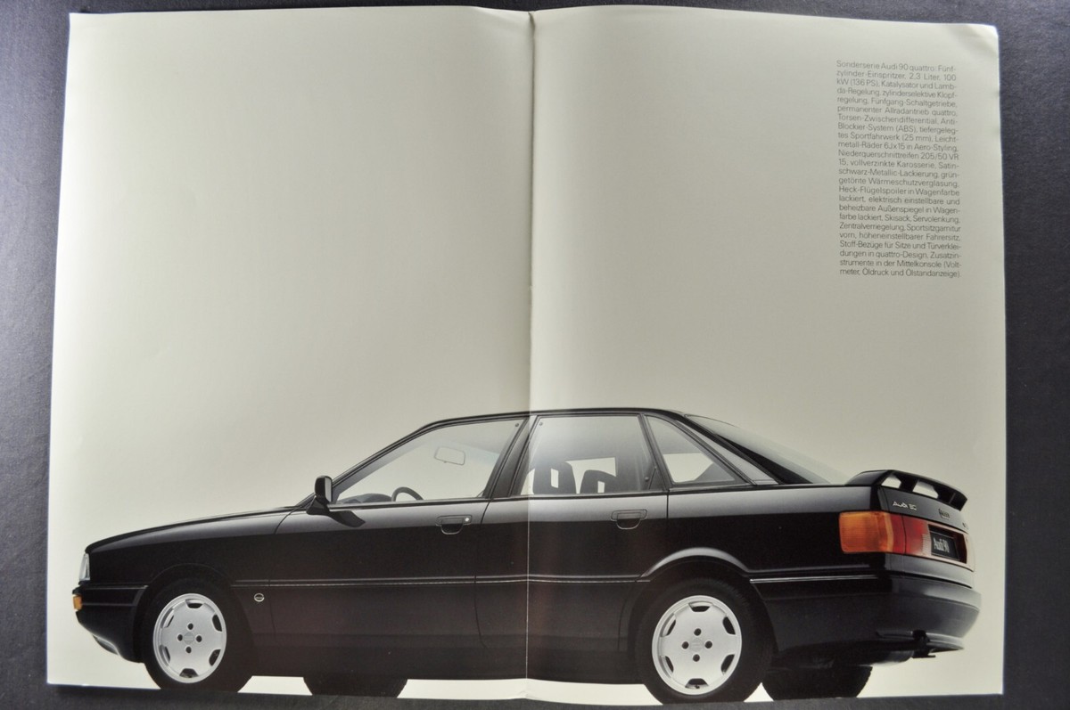 1988 Audi 90 Quattro Sedan Brochure Folder Excellent Original 88