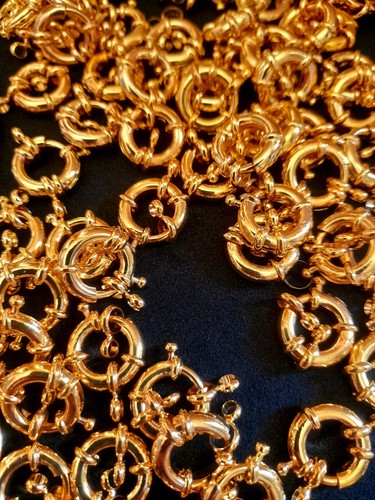 4x gold plated fancy bolt style clasp beading jewellery making 28/15mm (g20) - Picture 2 of 2
