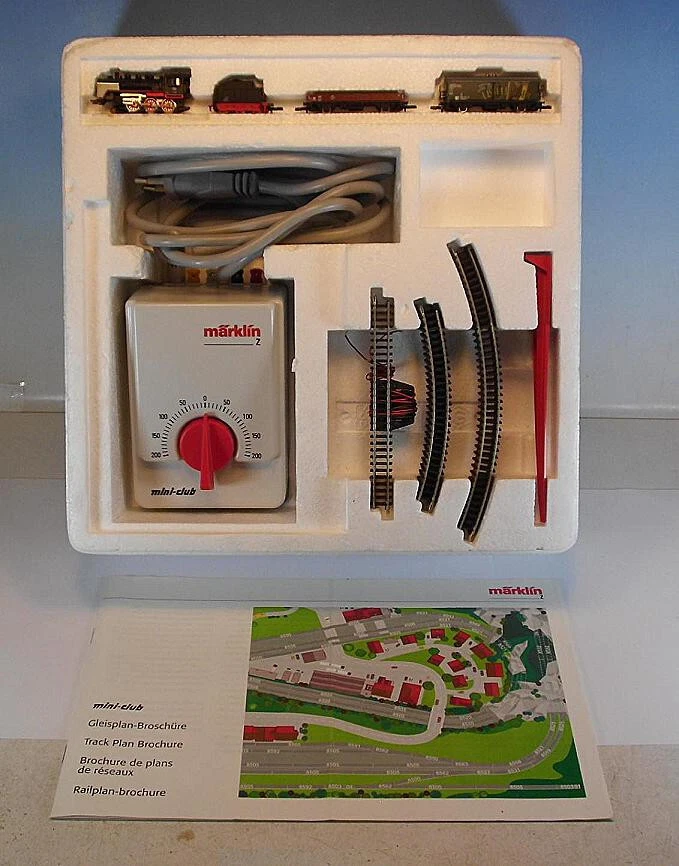 Märklin Spur Z Nr. 81560 Güterzug Set Tenderlok Wagen Schienen Trafo i Box #7898