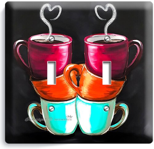 TAZAS DE CAFÉ INTERRUPTOR DE LUZ PLATOS DE PARED CALLE CAFETERÍA COMEDOR DECORACIÓN COCINA - Imagen 7 de 34